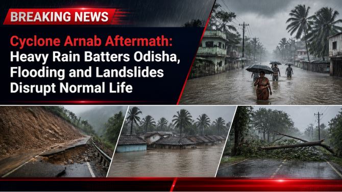 Cyclone Arnab Aftermath: Heavy Rain Batters Odisha, Flooding and Landslides Disrupt Normal Life